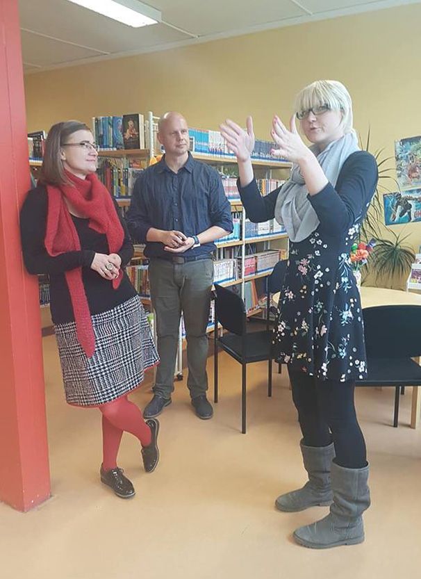 Anke Domscheit-Berg mit Tino Haberecht und Nadine Sternberg Fouqué-Bibliothek in Hohenstücken
